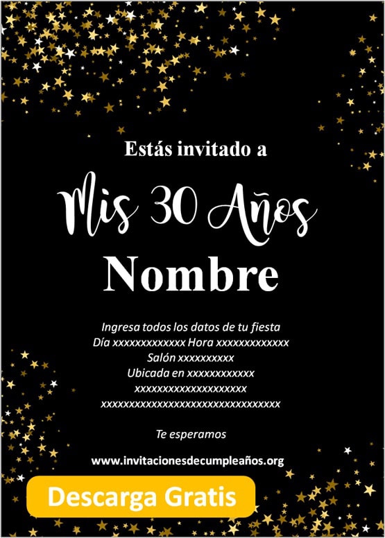 Invitaciones De Cumpleaños Número 30 Gratis